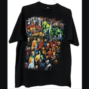 Marvel Superheroes And Villians Black T-Shirt with Colorful Design Size XL